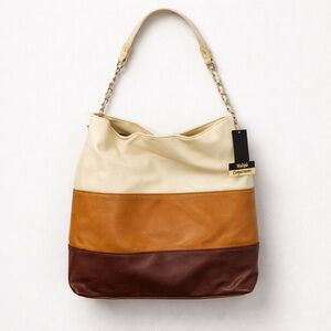 Cato Tri-Tone Hobo Bag in Cream, Tan, and Brown